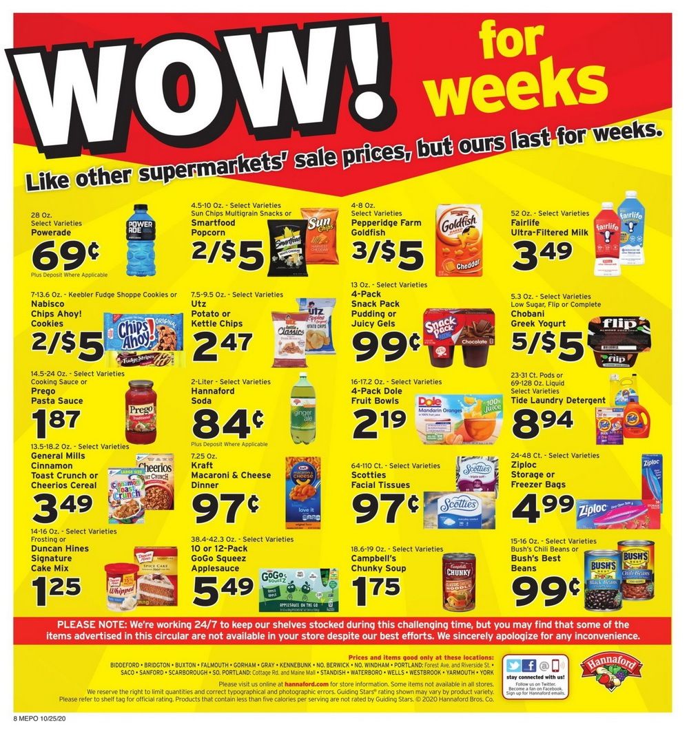 Hannaford Weekly Ad Oct 25 Oct 31 2020