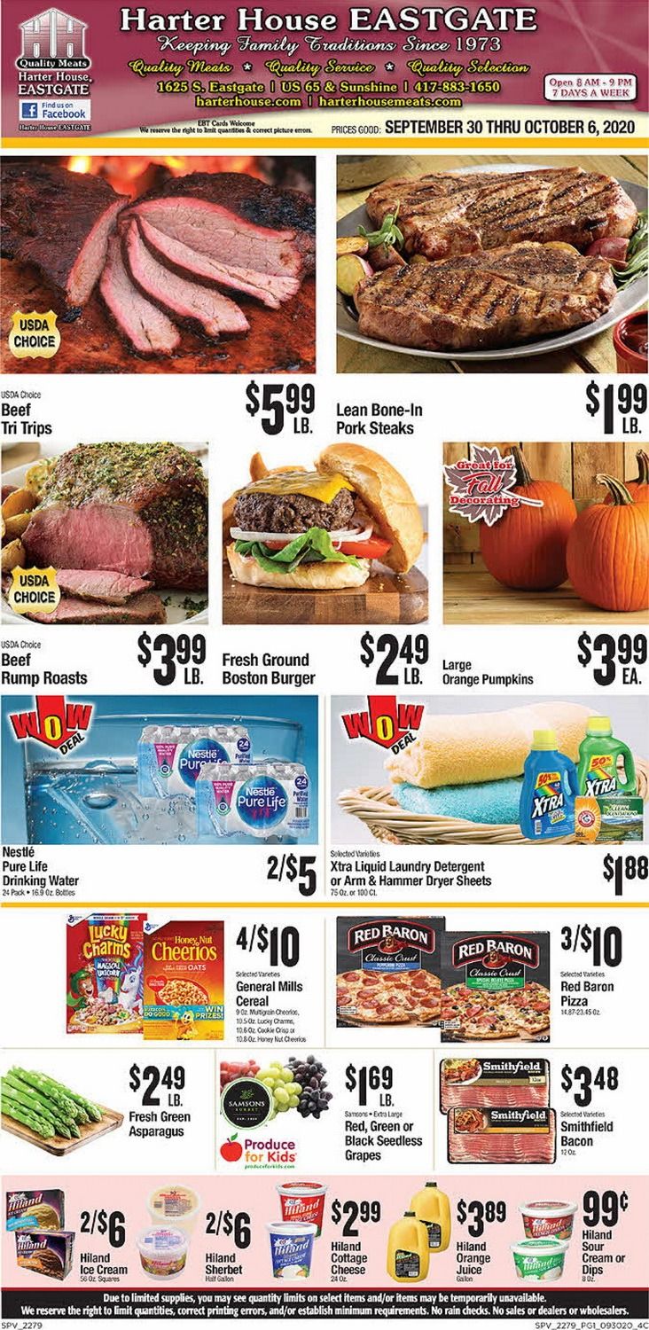 Harter House Weekly Ad Sep 30 Oct 06, 2020