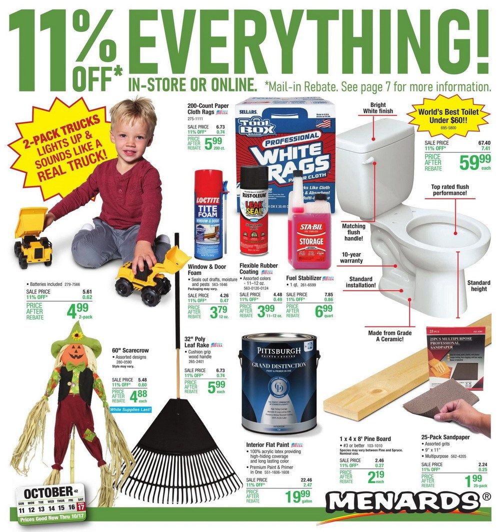 Menards Weekly Ad Oct 11 – Oct 17, 2020
