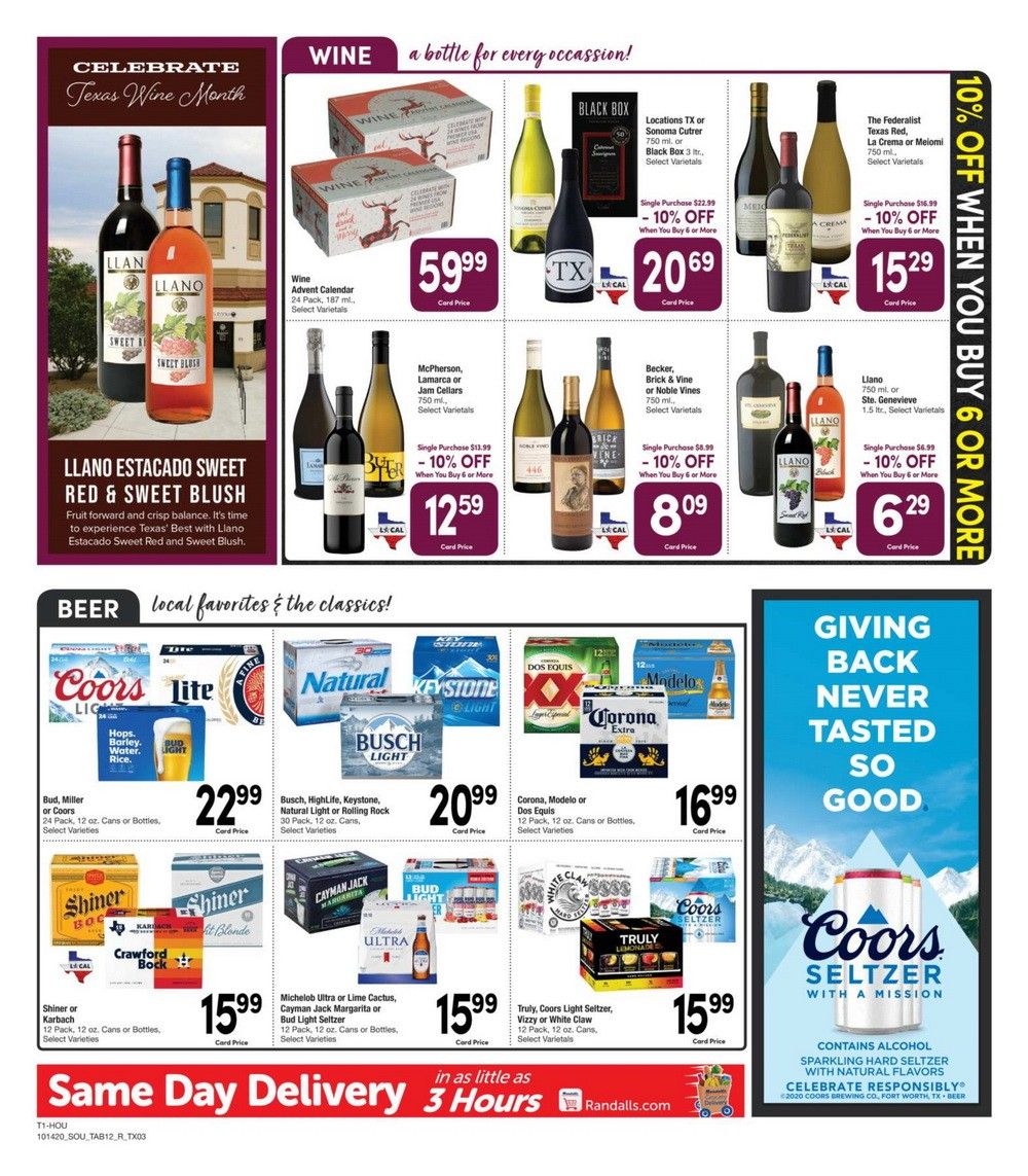 Randalls Weekly Ad Oct 14 Oct 20, 2020