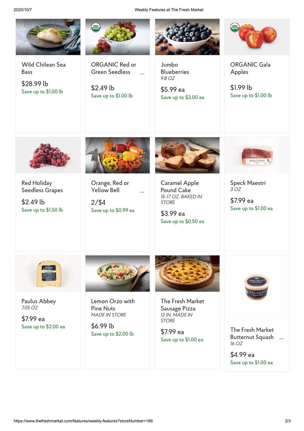 The Fresh Market Weekly Specials Oct 07 Oct 13, 2020