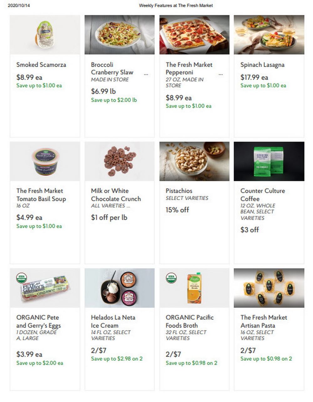 The Fresh Market Weekly Specials Oct 14 Oct 20, 2020