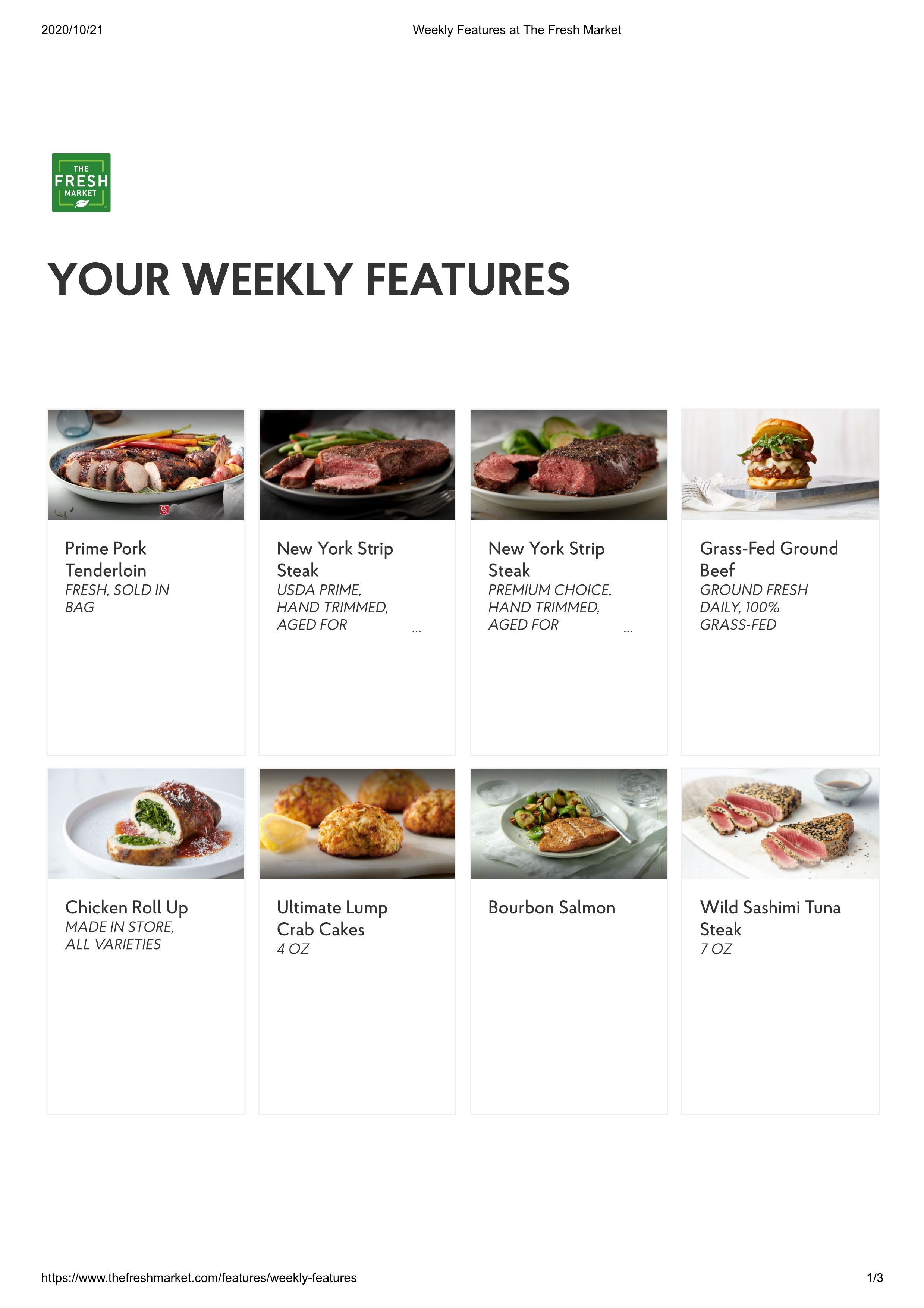 The Fresh Market Weekly Specials Oct 21 Oct 27, 2020