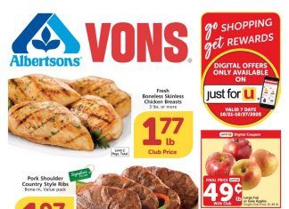 Vons Weekly Ad Oct 21 – Oct 27, 2020