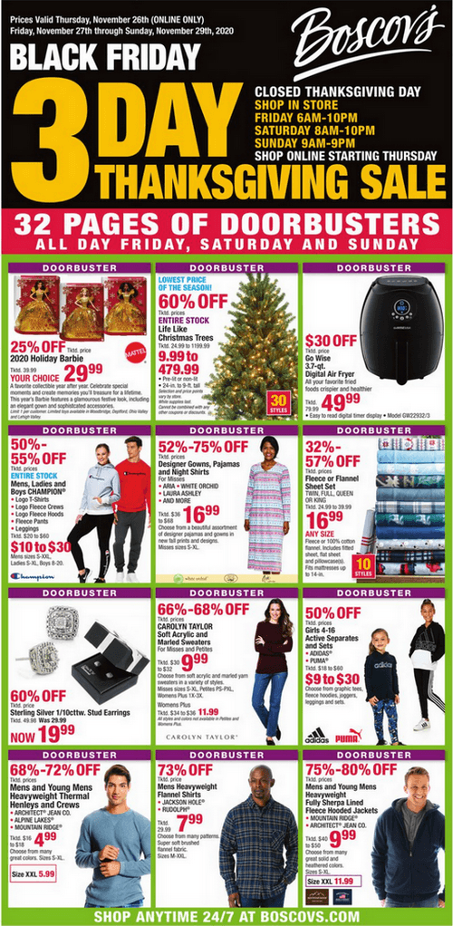 Boscov's Black Friday Ad Nov 25 – Nov 27, 2020