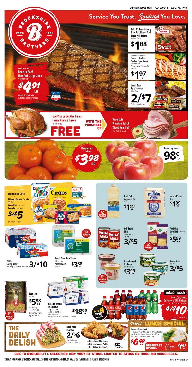Brookshire Brothers Weekly Ad Nov 04 Nov 10, 2020