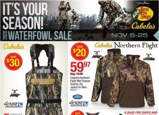 Cabela’s 2020 Waterfowl Sale Nov 05 – Nov 25, 2020
