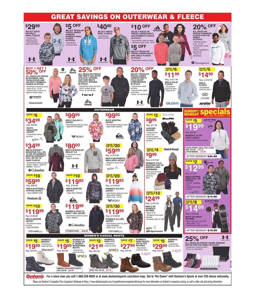 Dunham's Sports Weekly Ad Oct 31 Nov 05, 2020