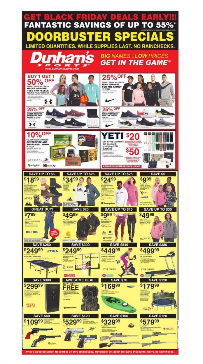 Dunham's Sports Black Friday Ad Nov 21 Nov 25, 2020