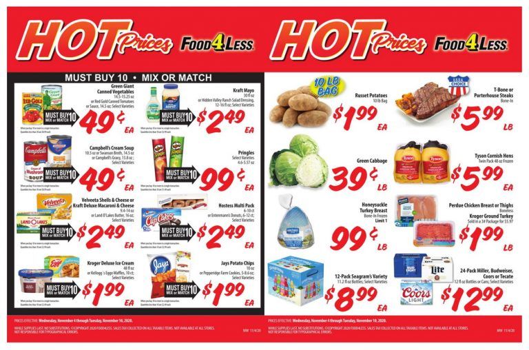 Food 4 Less Weekly Ad Nov 04 Nov 10, 2020