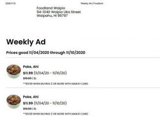 Foodland Super Market Weekly Ad Nov 04 – Nov 10, 2020