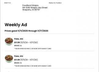 Foodland Super Market Weekly Ad Nov 11 – Nov 17, 2020