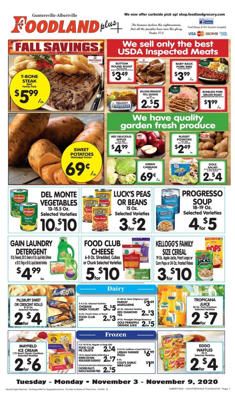Foodland(US) Weekly Ad Nov 03 Nov 09, 2020