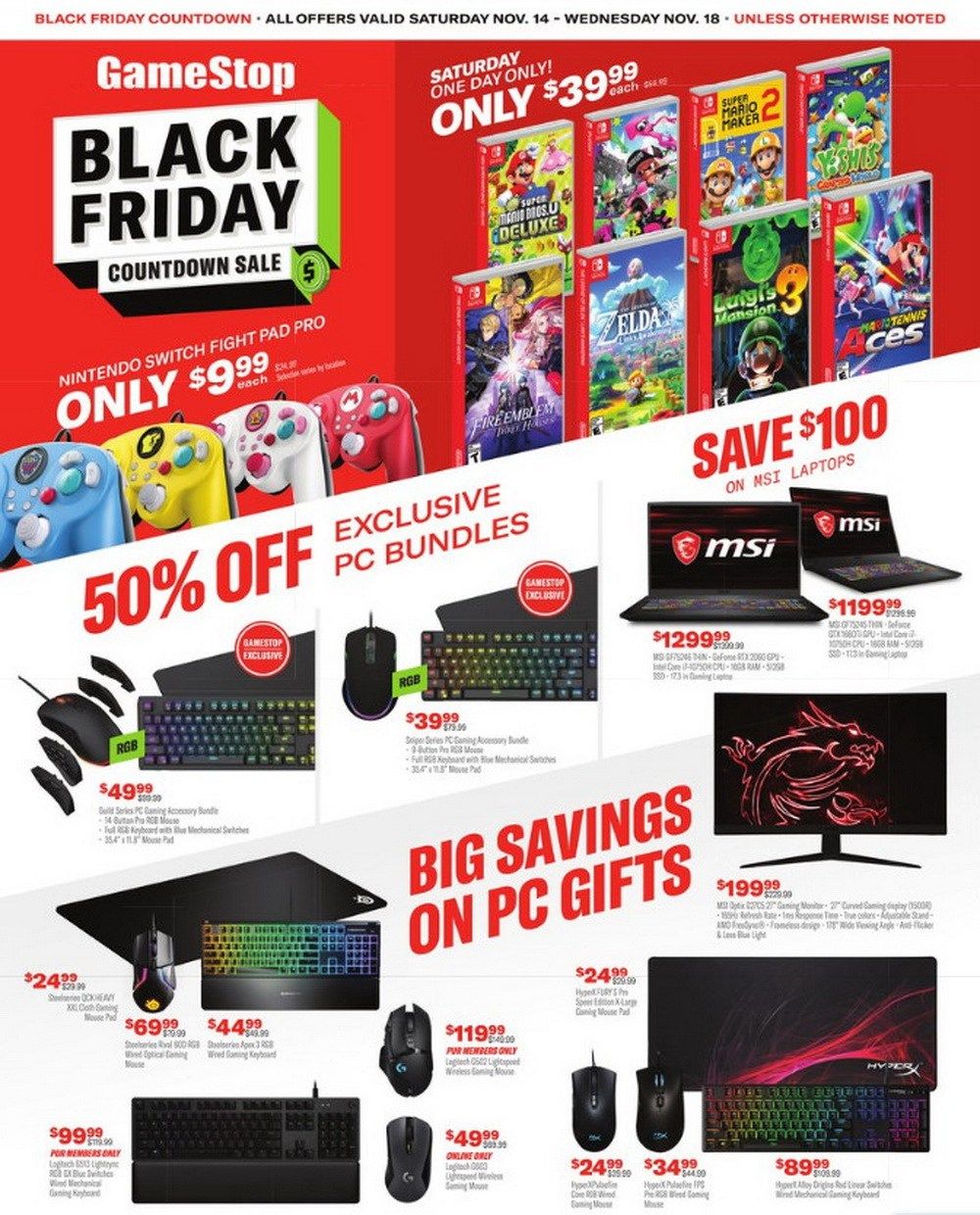 GameStop Black Friday Countdown Ad Nov 14 Nov 18, 2020