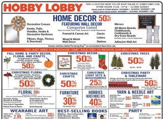 Hobby Lobby Weekly Ad Nov 01 – Nov 07, 2020