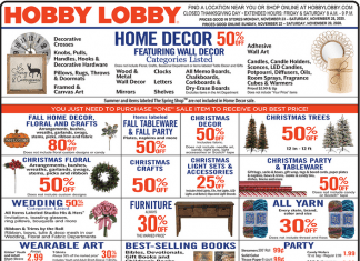 Hobby Lobby Weekly Ad Nov 22 – Nov 28, 2020