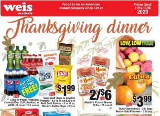 Weis Markets Weekly Ad Nov 19 – Nov 26, 2020