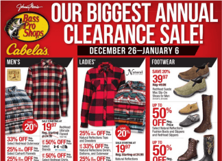 Cabela’s Annual Clearance Sale Ad Dec 26, 2020 – Jan 06, 2021