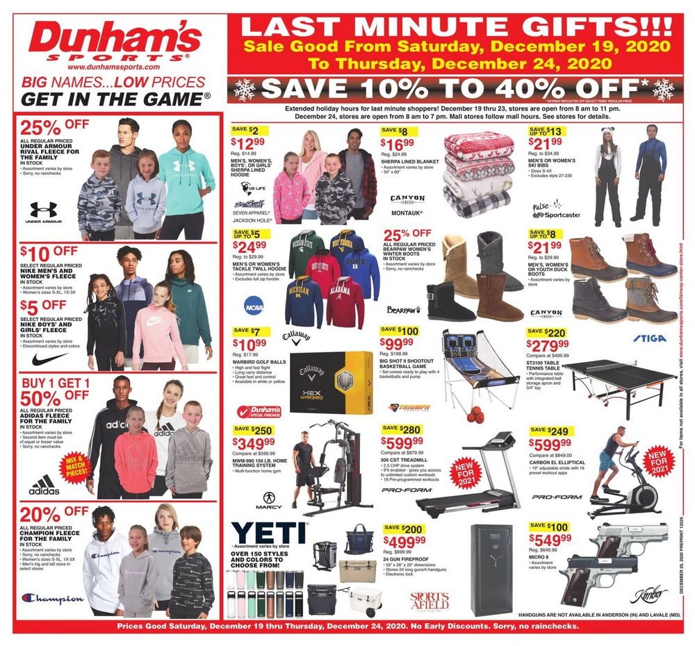 Dunham's Sports Weekly Ad Dec 19 Dec 24, 2020