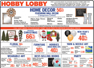 Hobby Lobby Weekly Ad Dec 27 – Jan 02, 2021