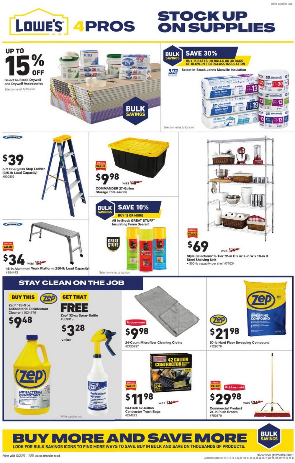 Lowe's Weekly Ad Dec 25, 2020 Jan 06, 2021