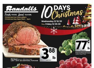 Randalls Weekly Ad Dec 16 – Dec 25, 2020