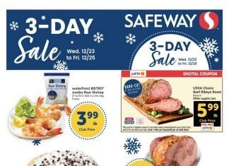 Safeway Three Day Sale Dec 23 – Dec 29, 2020