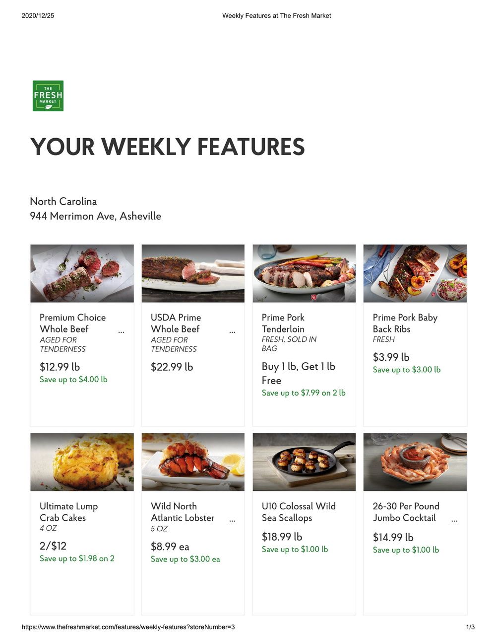 The Fresh Market Weekly Specials Dec 26 Dec 31, 2020