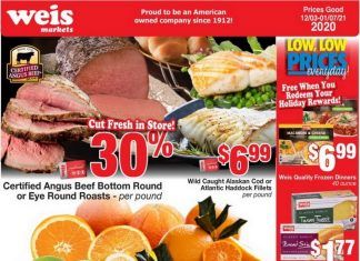 Weis Markets Monthly Ad Dec 03, 2020 – Jan 07, 2021