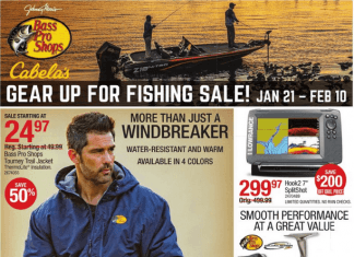 Cabela’s Fishing Sale Jan 21 – Feb 10, 2021