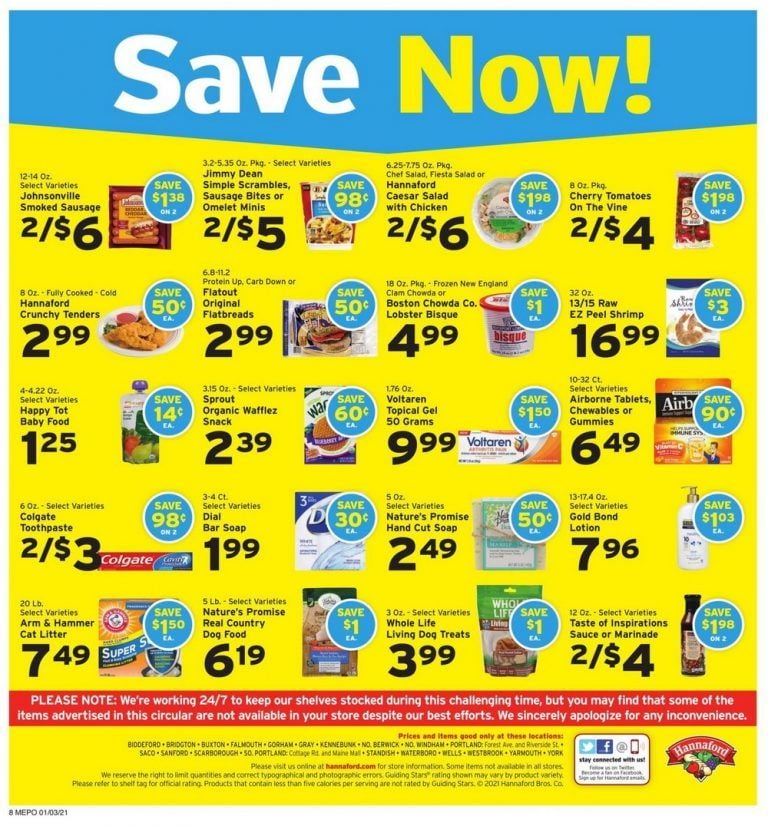 Hannaford Weekly Ad Jan 03, 2021 Jan 09, 2021