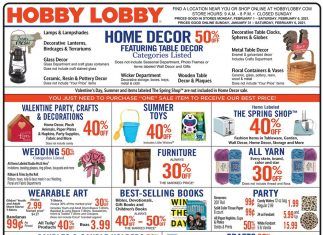 Hobby Lobby Weekly Ad Jan 31 – Feb 06, 2021