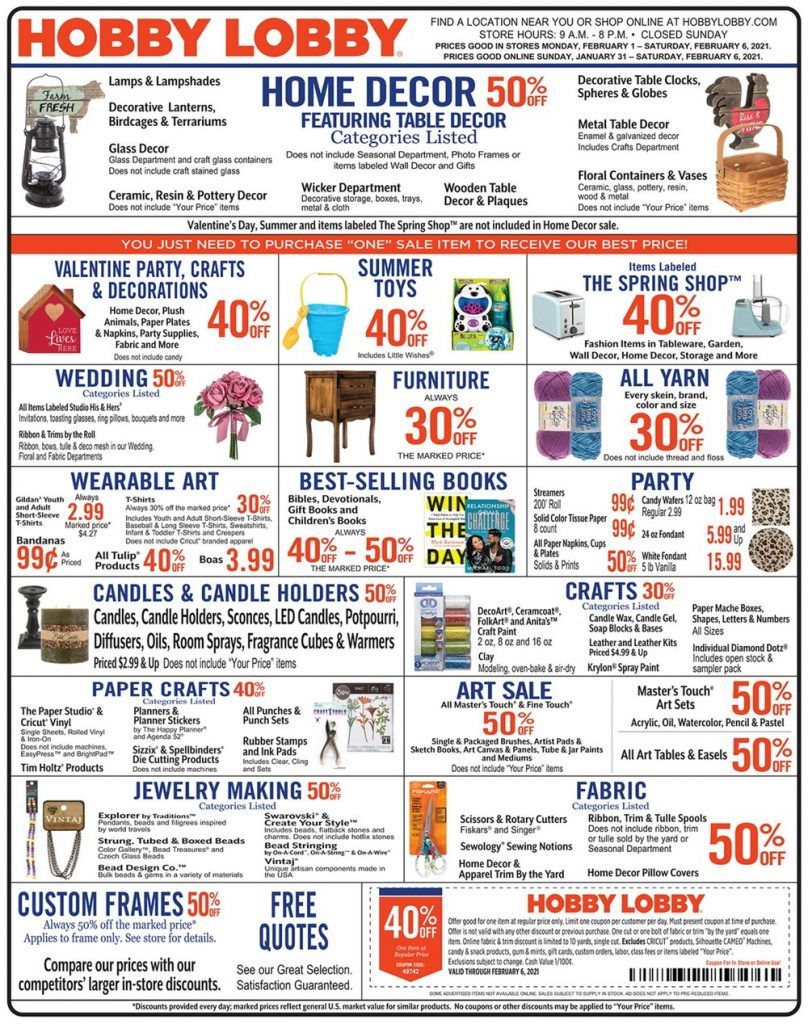 Hobby Lobby Weekly Ad Jan 31 Feb 06, 2021