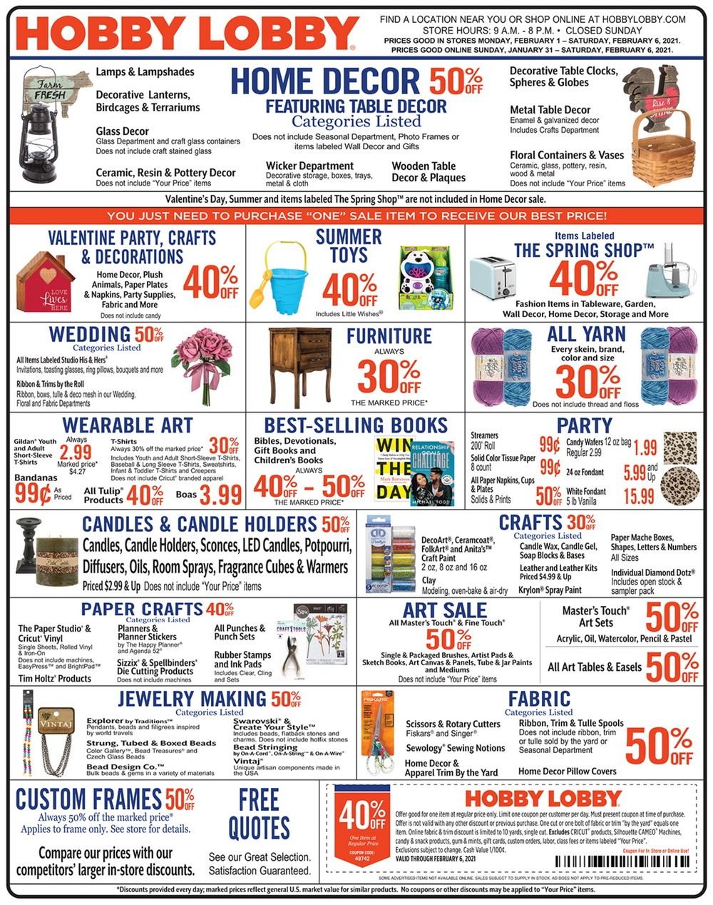 Hobby Lobby Weekly Ad Jan 31 Feb 06, 2021