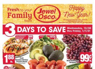 Jewel Osco Three Day Sale Ad Dec 30, 2020 – Jan 01, 2021