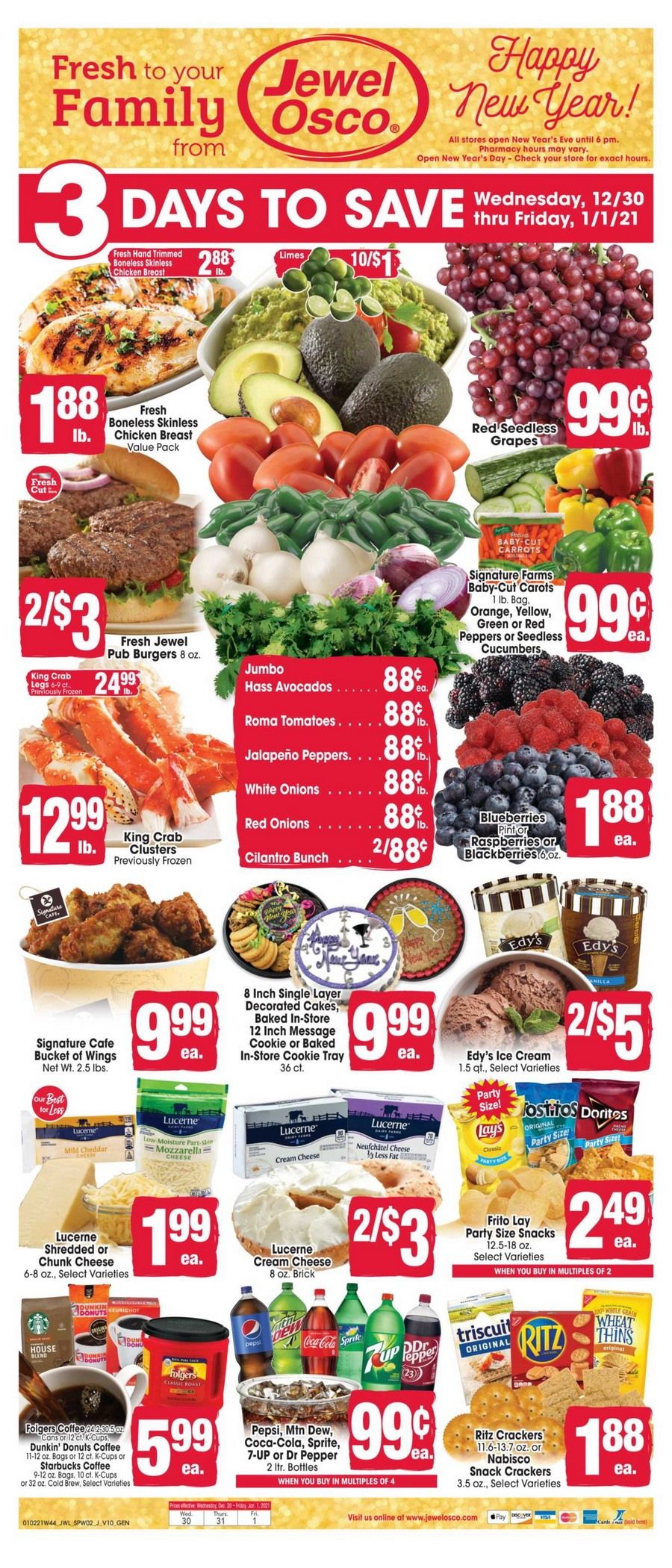 Jewel Osco Three Day Sale Ad Dec 30, 2020 Jan 01, 2021