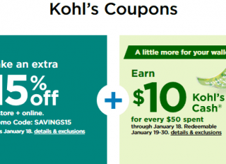 Kohl’s Coupons Sale Until Jan 24, 2021