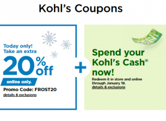 Kohl’s Coupons Sale Until Jan 18, 2021