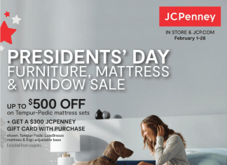 JCPenney President’s Day Sale Feb 01 – Feb 28, 2021