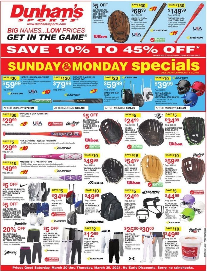 Dunham's Sports Weekly Ad Mar 20 Mar 25, 2021