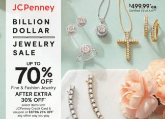 JCPenney Billion Dollar Jewelry Sale Mar 04 – Mar 28, 2021
