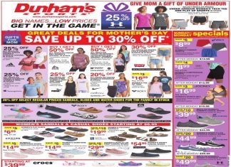 Dunham’s Sports Mother’s Day Sale May 01 – May 06, 2021