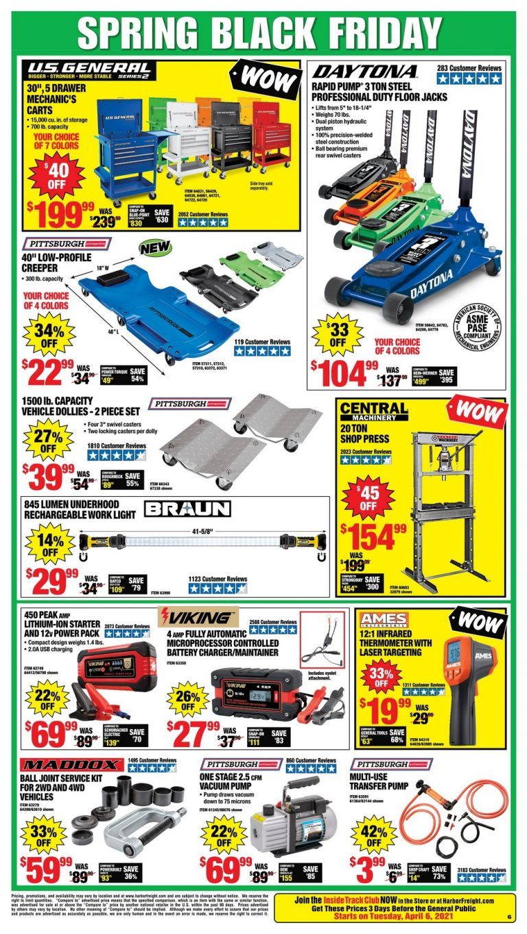 Harbor Freight Spring Black Friday Sale Apr 06 Apr 11, 2021