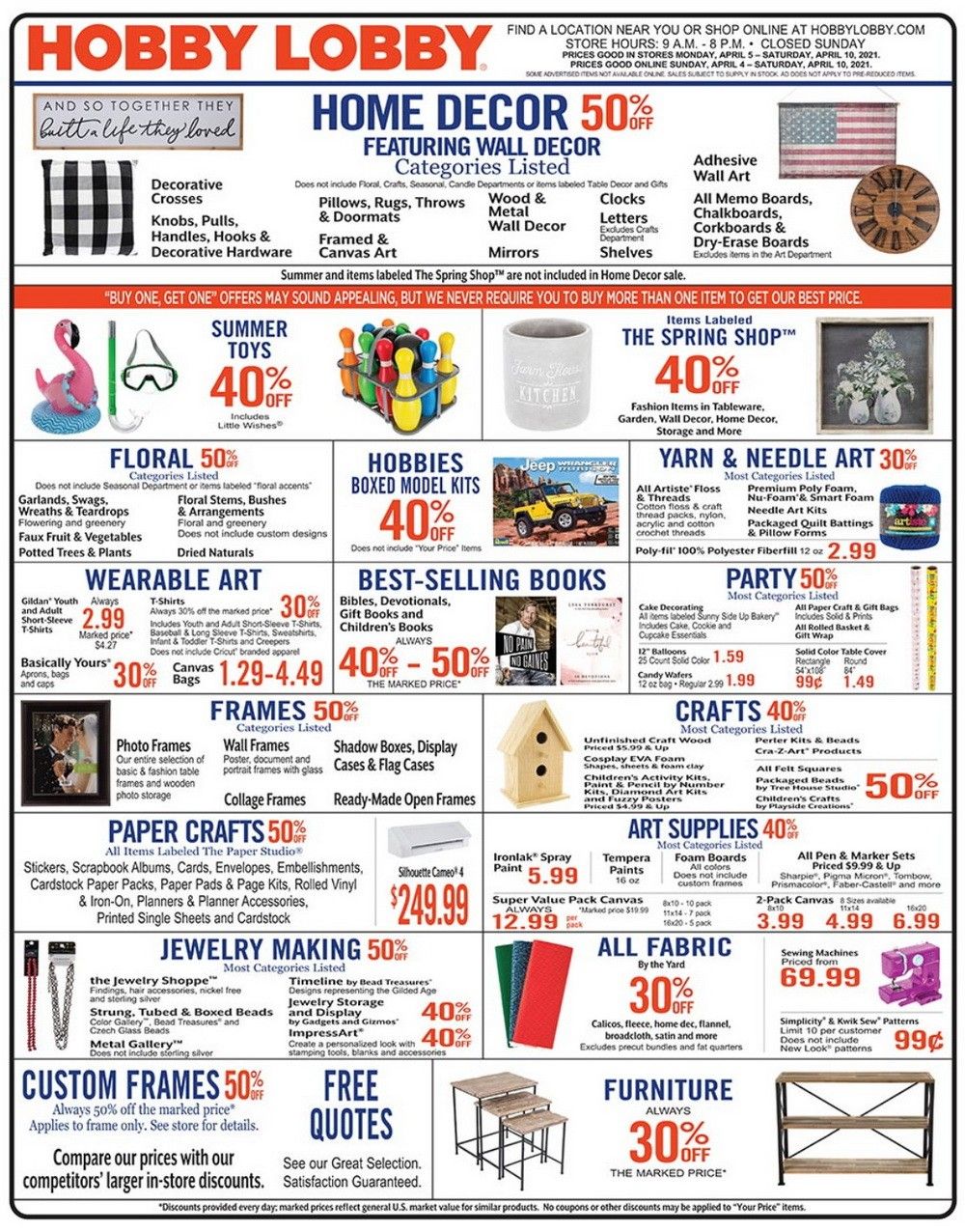 Hobby Lobby Weekly Ad Apr 04 Apr 10, 2021
