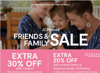 JCPenney Friends & Family Sale Apr 26 – May 02, 2021