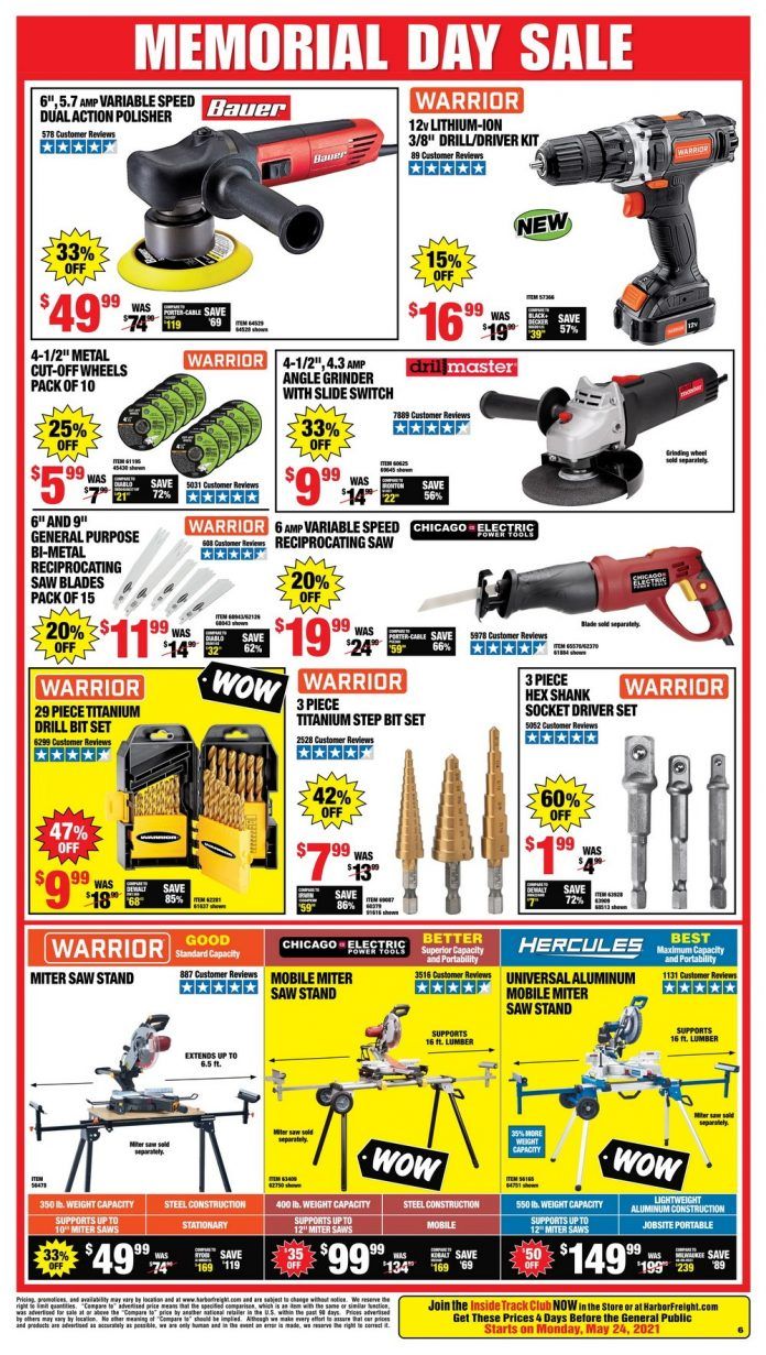 Harbor Freight Memorial Day Sale May 24 May 31, 2021