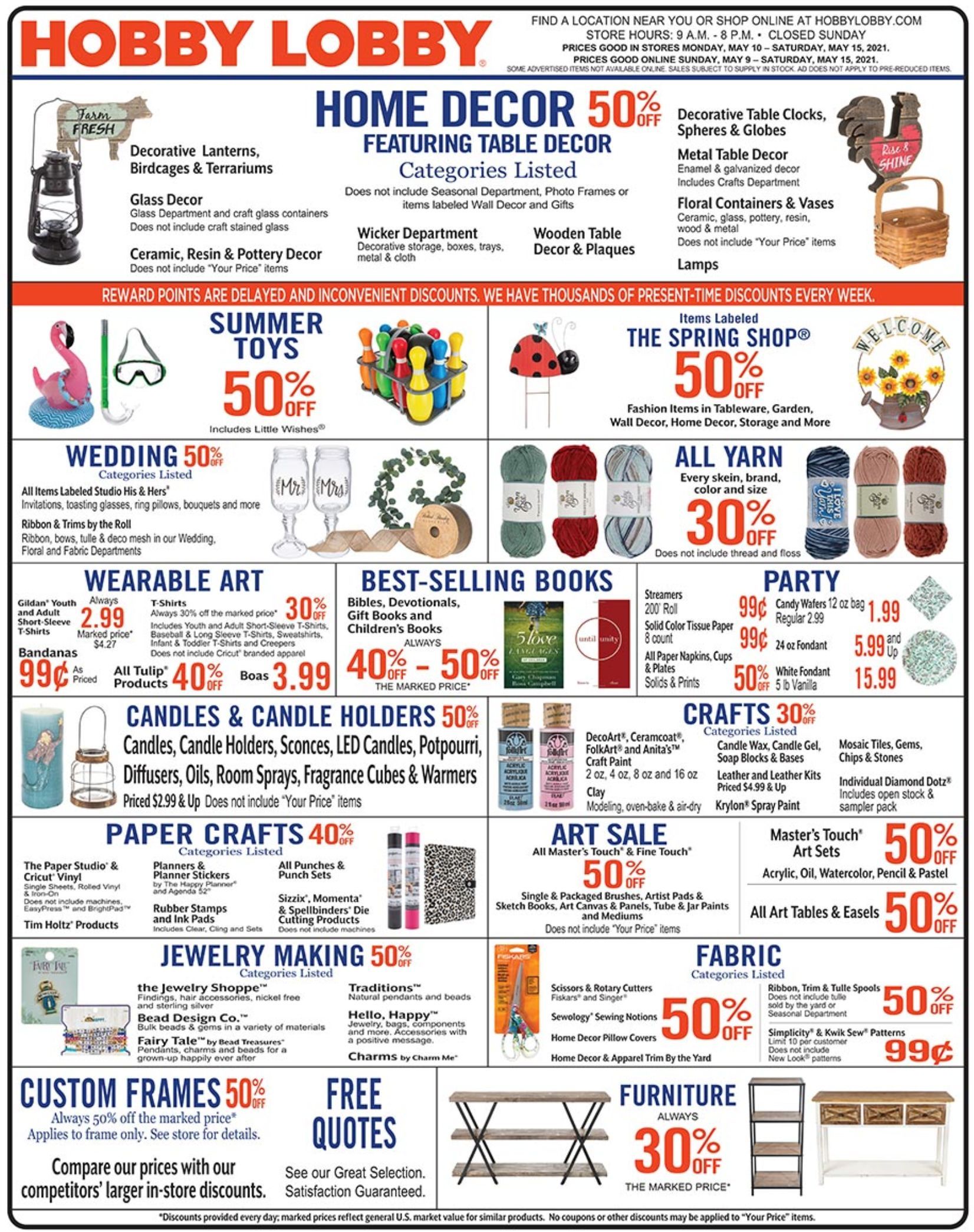 Hobby Lobby Weekly Ad May 09 May 15 2021