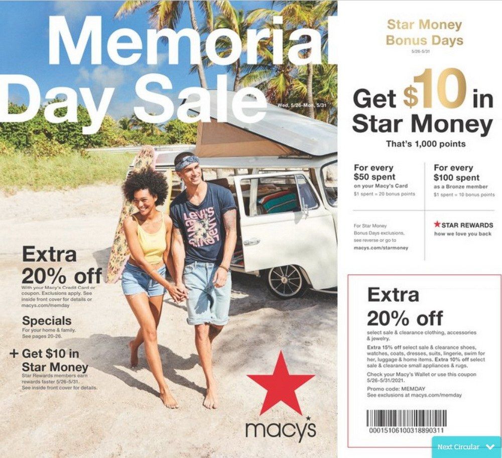 Macy's Memorial Day Sale Book May 26 May 31, 2021