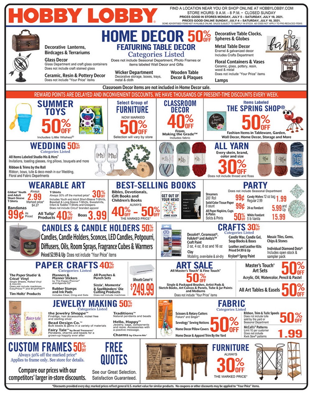 Hobby Lobby Weekly Ad July 04 – July 10, 2021