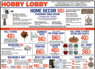 Hobby Lobby Weekly Ad July 18 – July 24, 2021